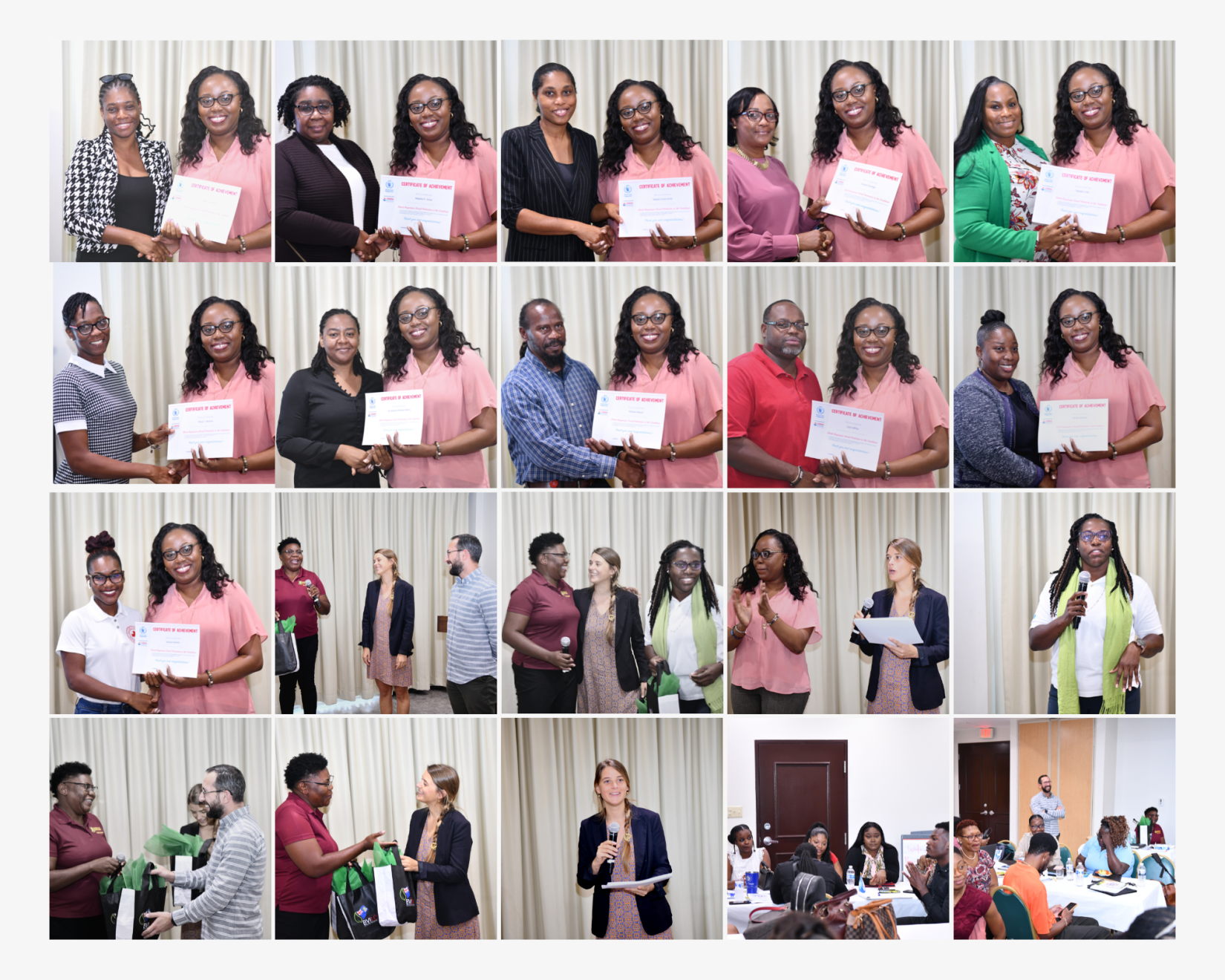 A collage of the Public Sector Workers and attendees who successfully certified In Social Protection Systems with the World Food Programme. 