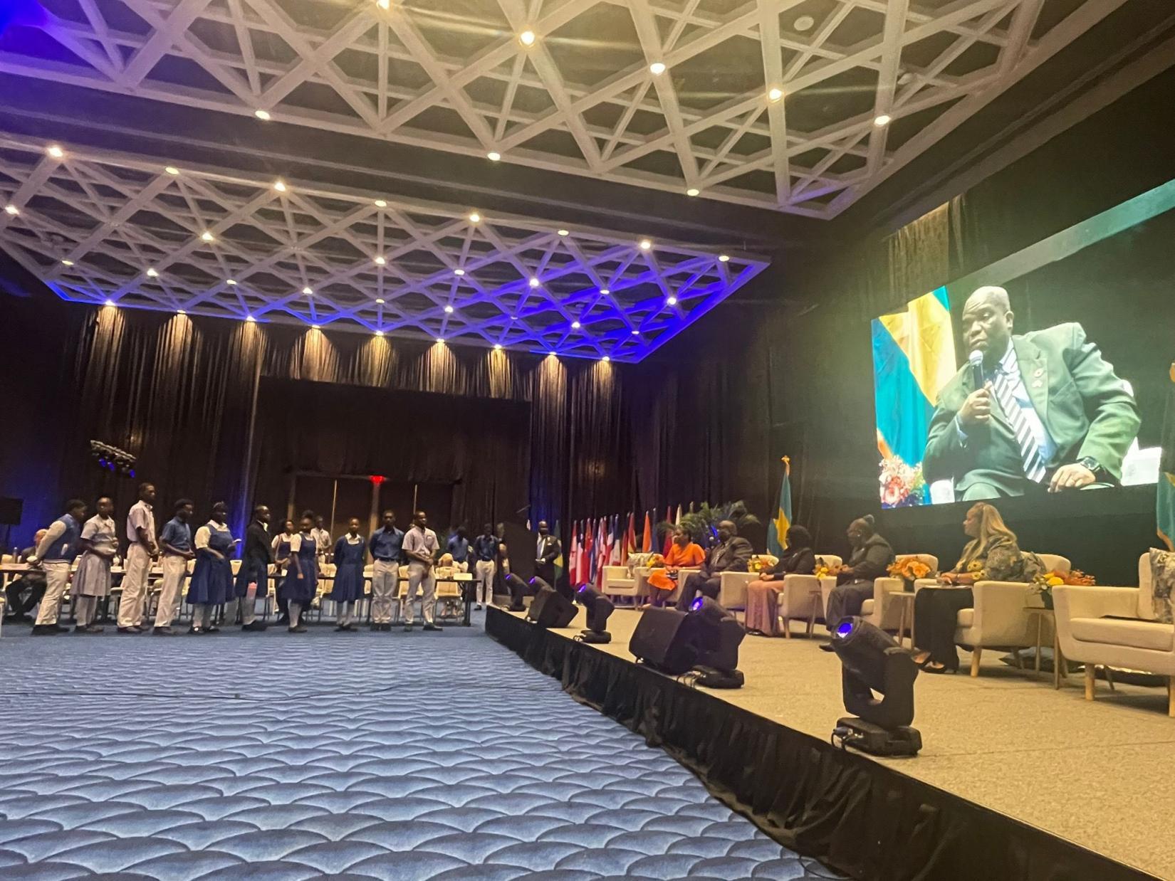 Dennis Zulu, the United Nations Resident Coordinator in Jamaica, The Bahamas, Bermuda, The Cayman Islands and the Turks and Caicos Islands speaking during the youth forum and panel discussion with civil society and government partners in the Bahamas.