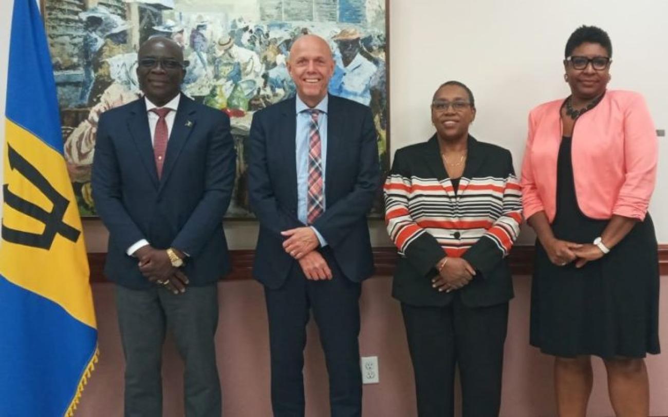 UNICEF Head with Officials of Barbados Ministry of Youth, Sports and Community Empowerment