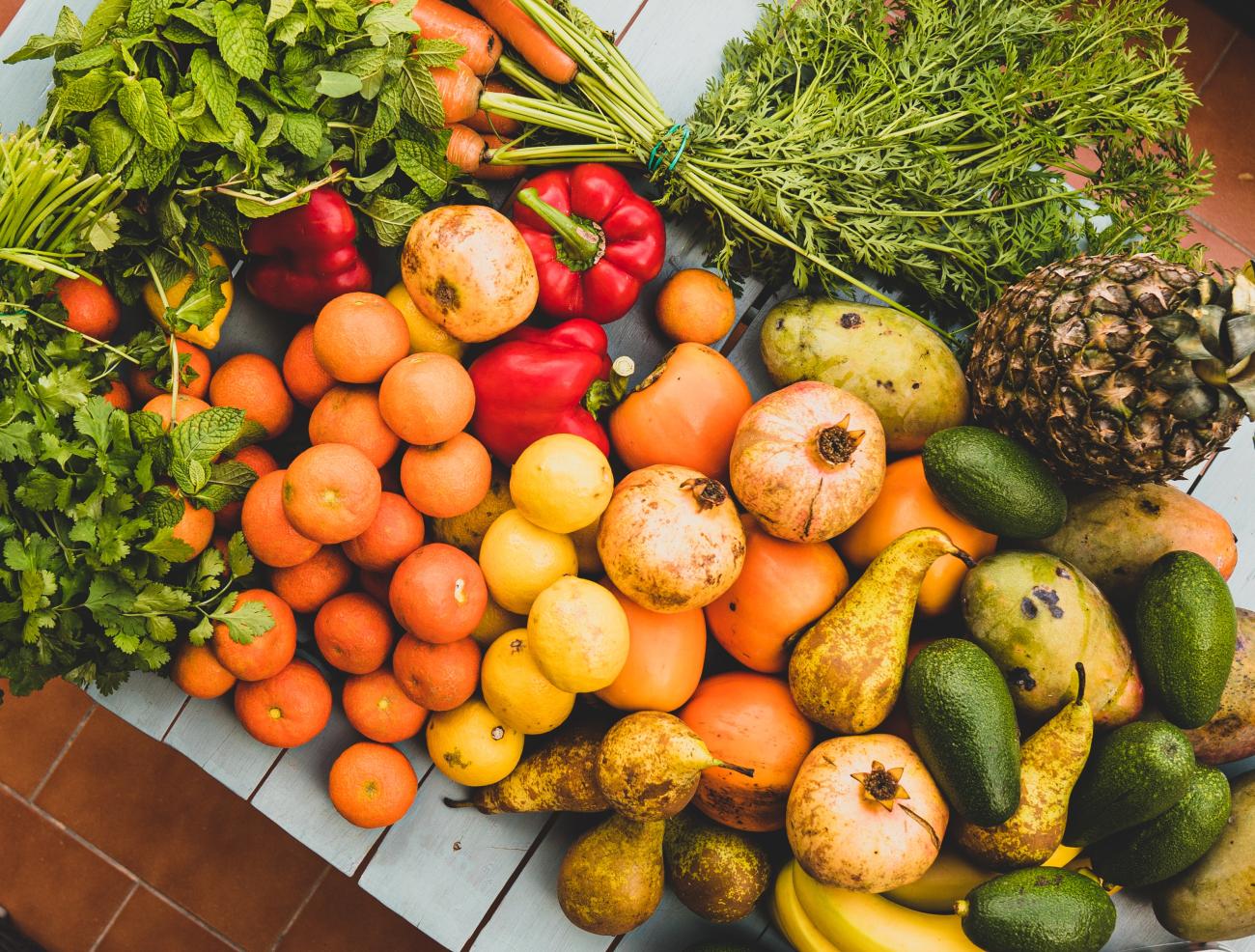 Photo of fresh fruit spread across a table