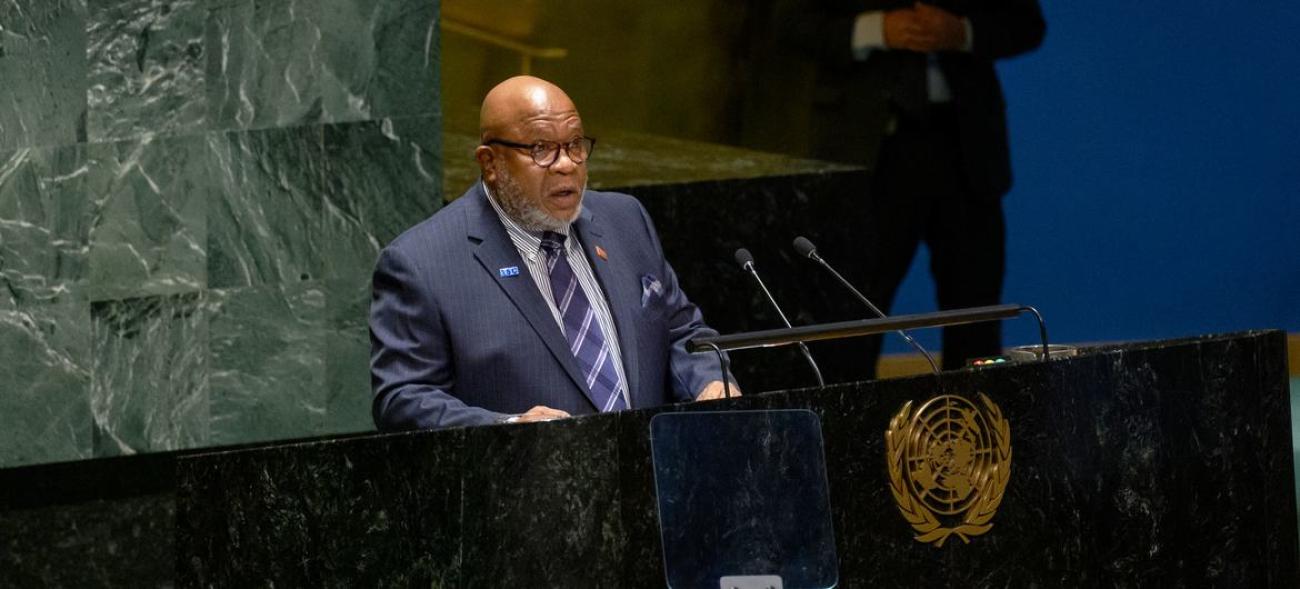 Ambassador Dennis Francis of Trinidad and Tobago, President-elect of the 78th session of the UN General Assembly, addresses a plenary meeting of the General Assembly.