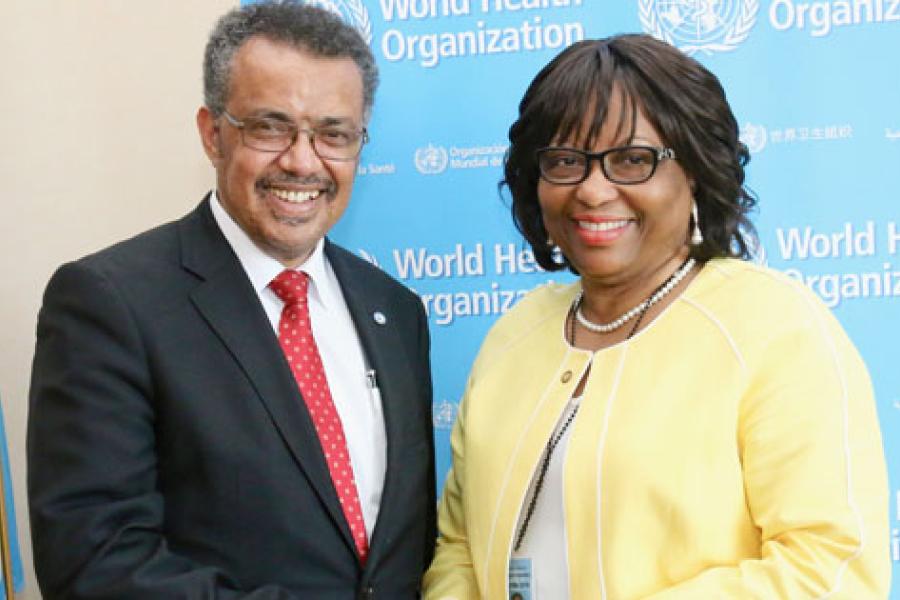 Dr. Carissa F. Etienne, Director of the Pan American Health Organization (PAHO and Dr. Tedros Adhanom Director General of the World Health Organization . (FP)