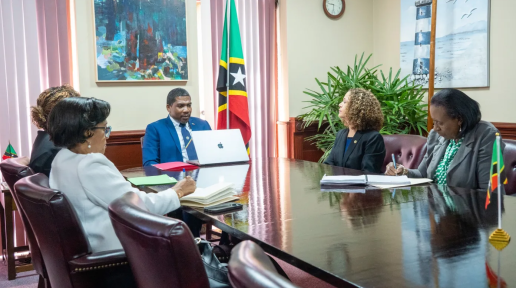St Kitts and Nevis: PM Terrance Drew receives courtesy call from PAHO Representative Amalia Del Riego