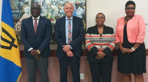 UNICEF Head with Officials of Barbados Ministry of Youth, Sports and Community Empowerment