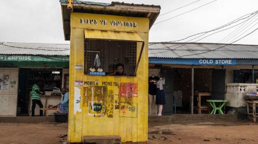 A mobile money stand in Accra, Ghana.